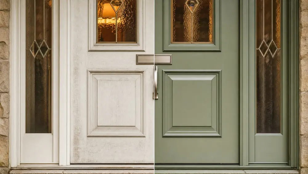 Before and after: Front Door resprayed Heritage Sage, Brighton