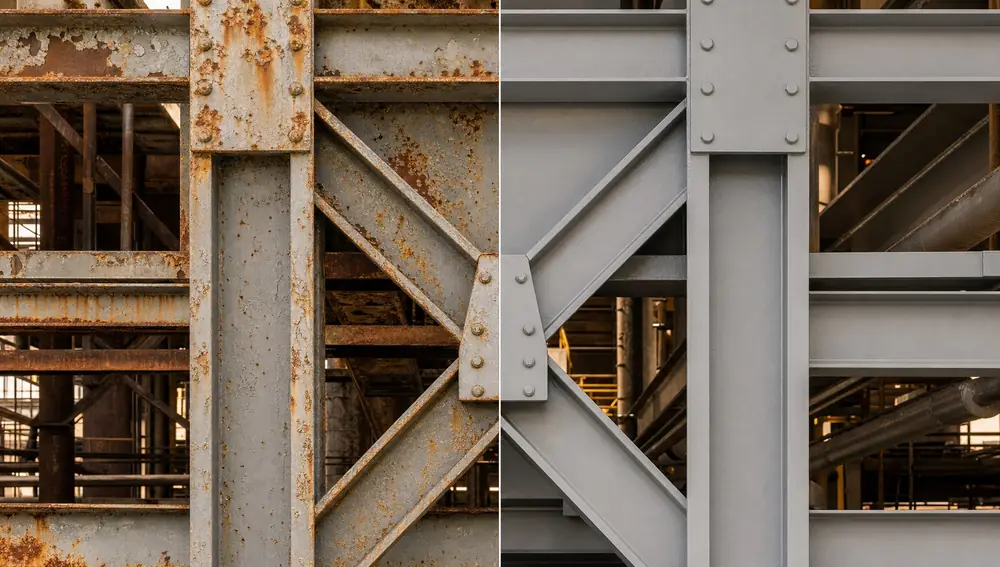 Before and after: industrial spray painting service