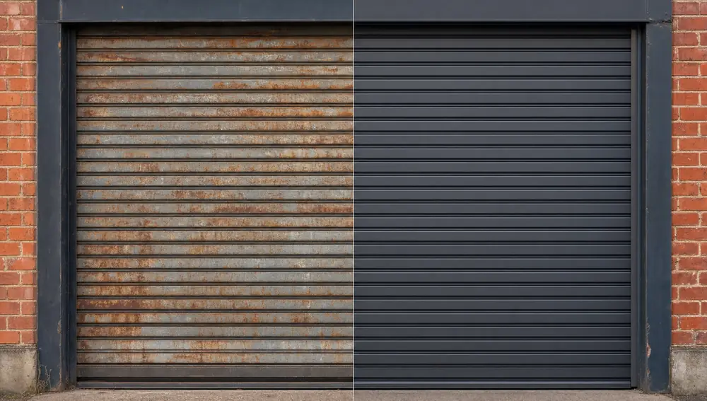 Before and after: roller shutter painting service
