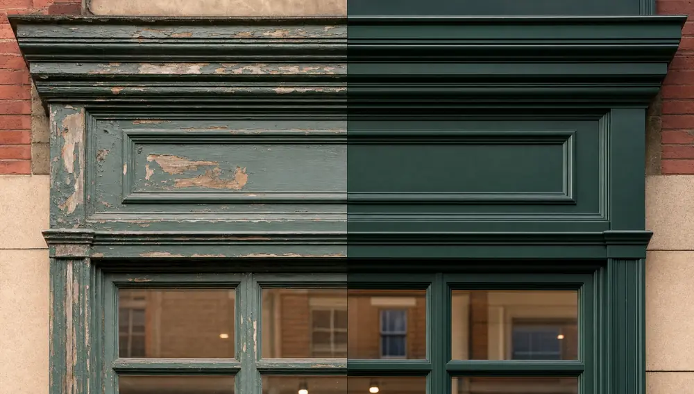 Before and after: shop front spraying service