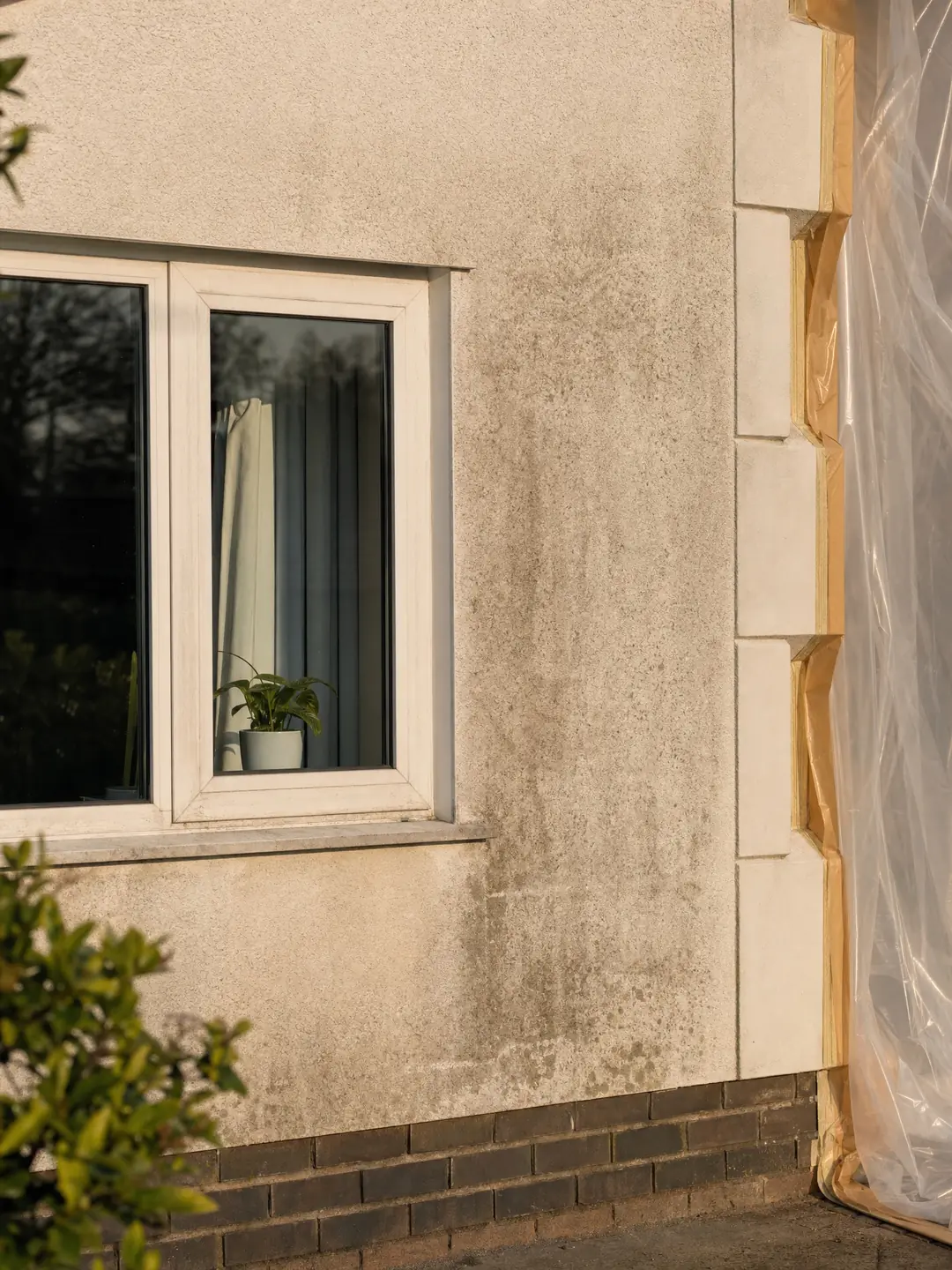exterior finish in tired condition before spraying
