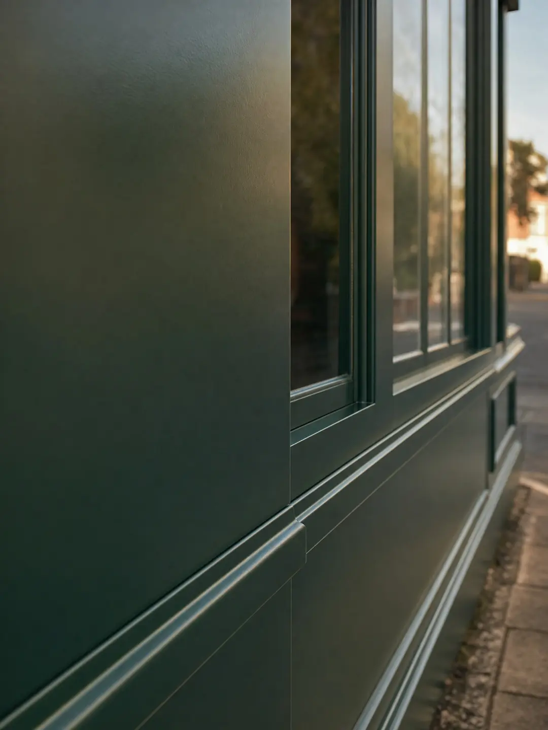 Close-up of the flawless shop fronts spray finish