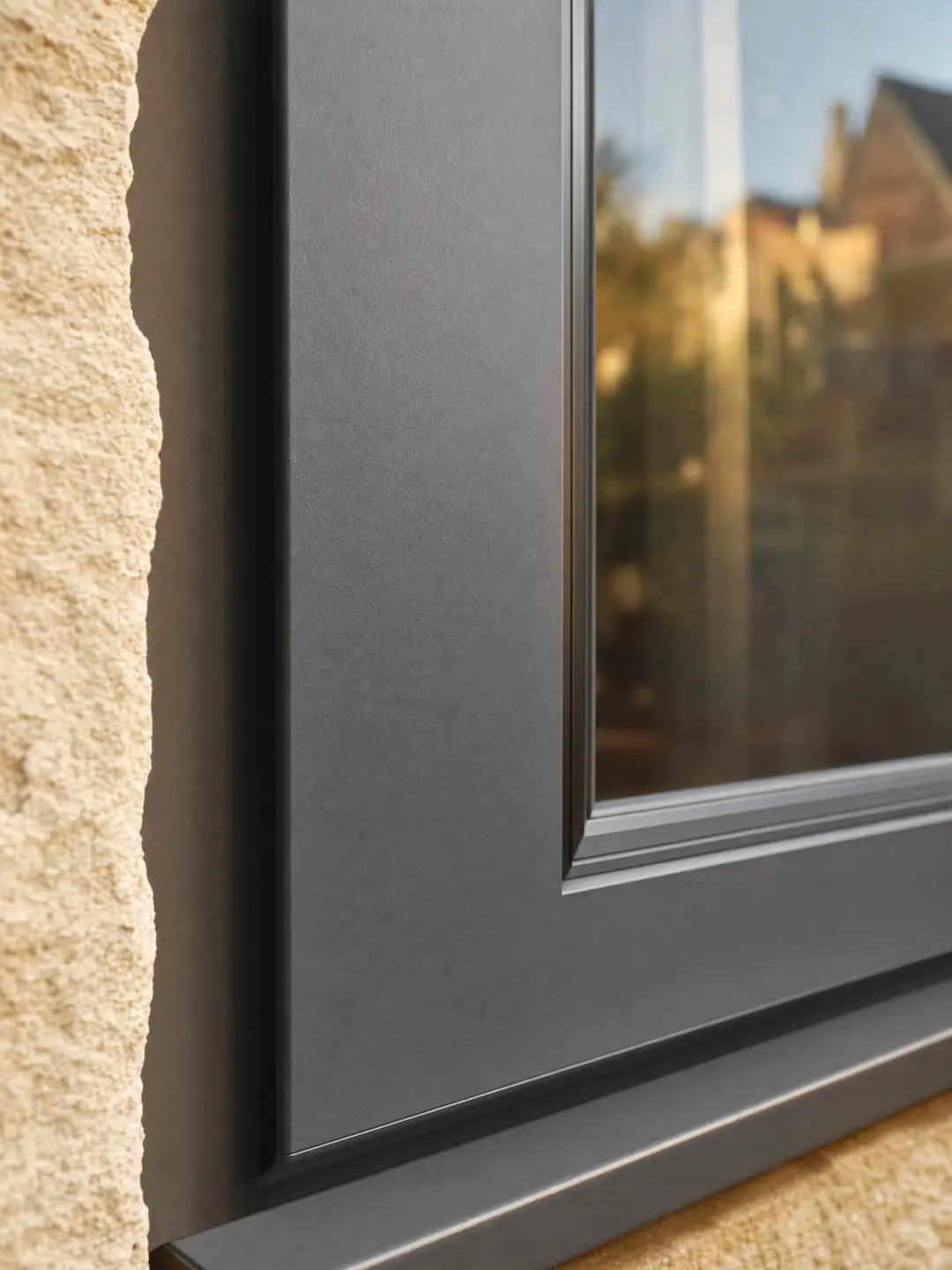 Close-up of the flawless upvc windows spray finish