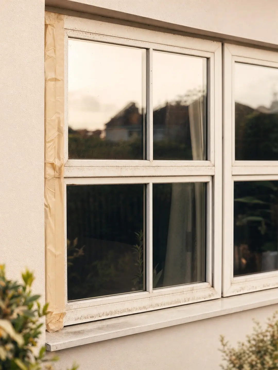 upvc windows in tired condition before spraying